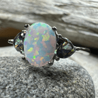 Aubrette Opal Celtic Ring in Sterling Silver Ring La Vie Bien Aubrette Opal Celtic Ring in Sterling Silver