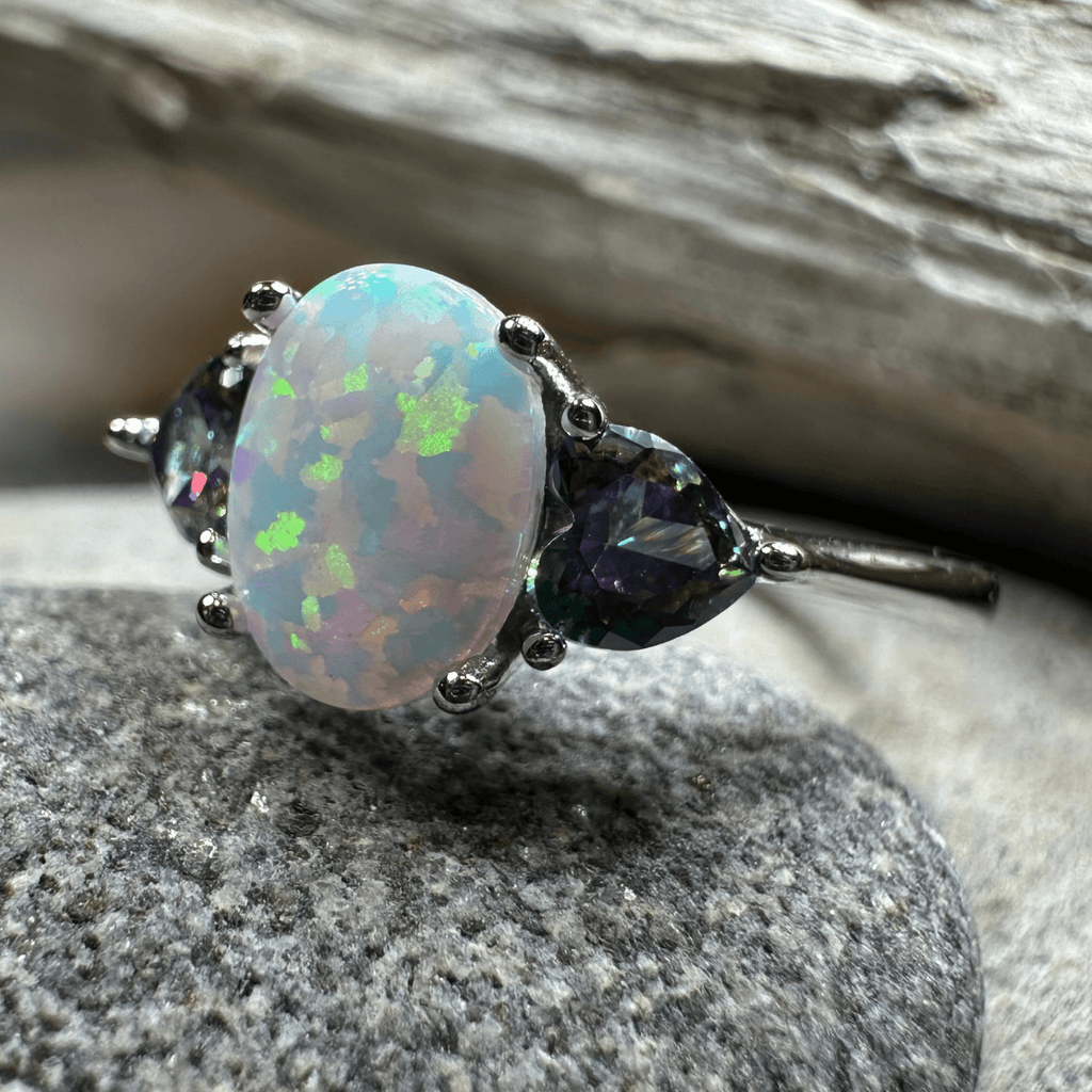 Aubrette Opal Celtic Ring in Sterling Silver Ring La Vie Bien Aubrette Opal Celtic Ring in Sterling Silver
