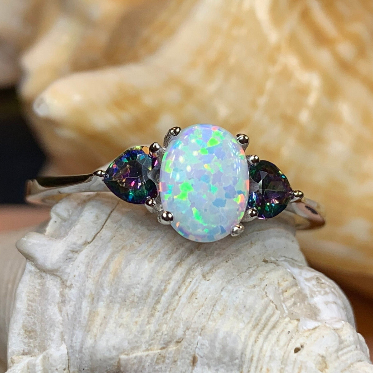Aubrette Opal Celtic Ring in Sterling Silver Ring La Vie Bien Aubrette Opal Celtic Ring in Sterling Silver