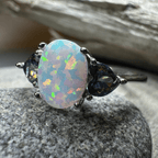 Aubrette Opal Celtic Ring in Sterling Silver Ring La Vie Bien Aubrette Opal Celtic Ring in Sterling Silver