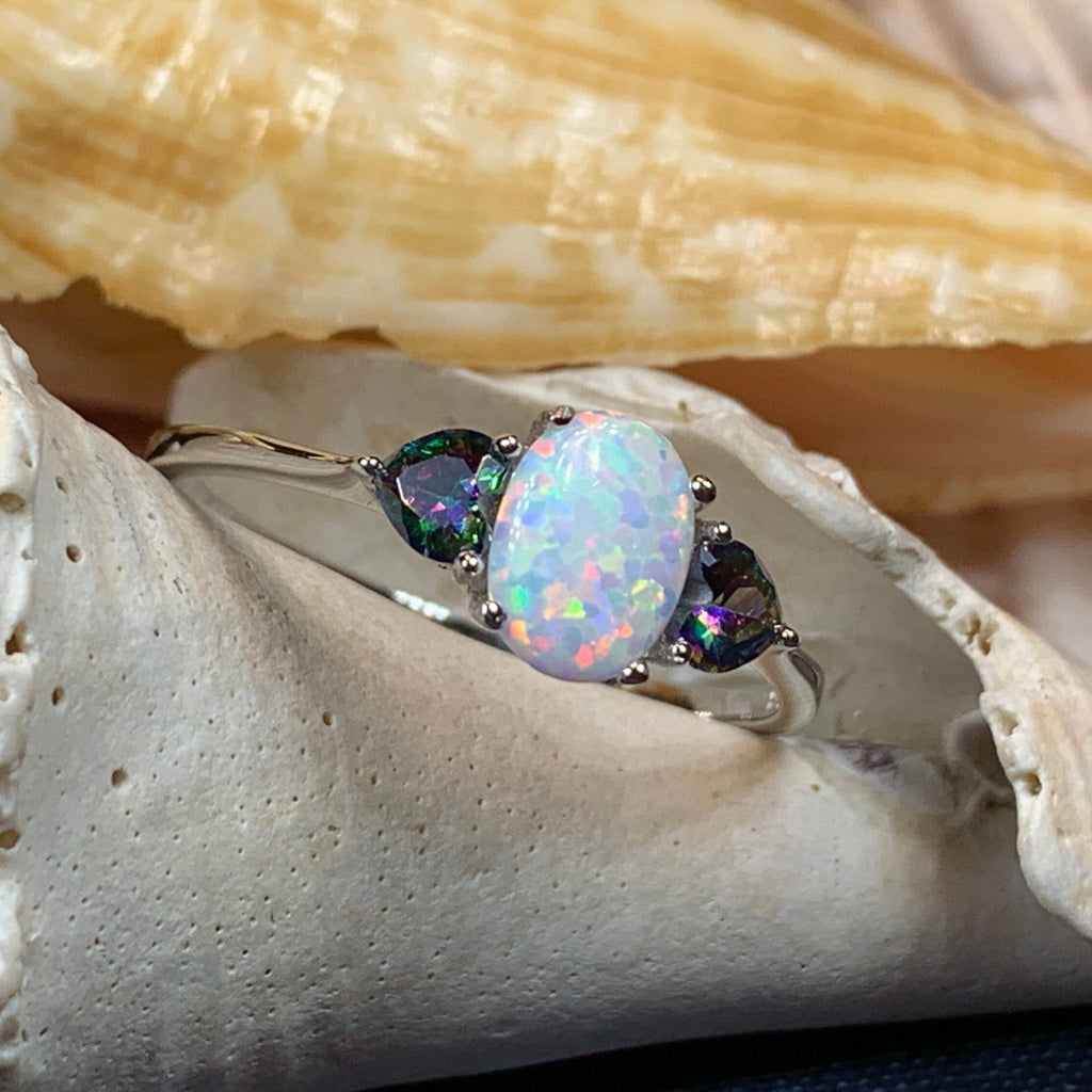 Aubrette Opal Celtic Ring in Sterling Silver Ring La Vie Bien Aubrette Opal Celtic Ring in Sterling Silver