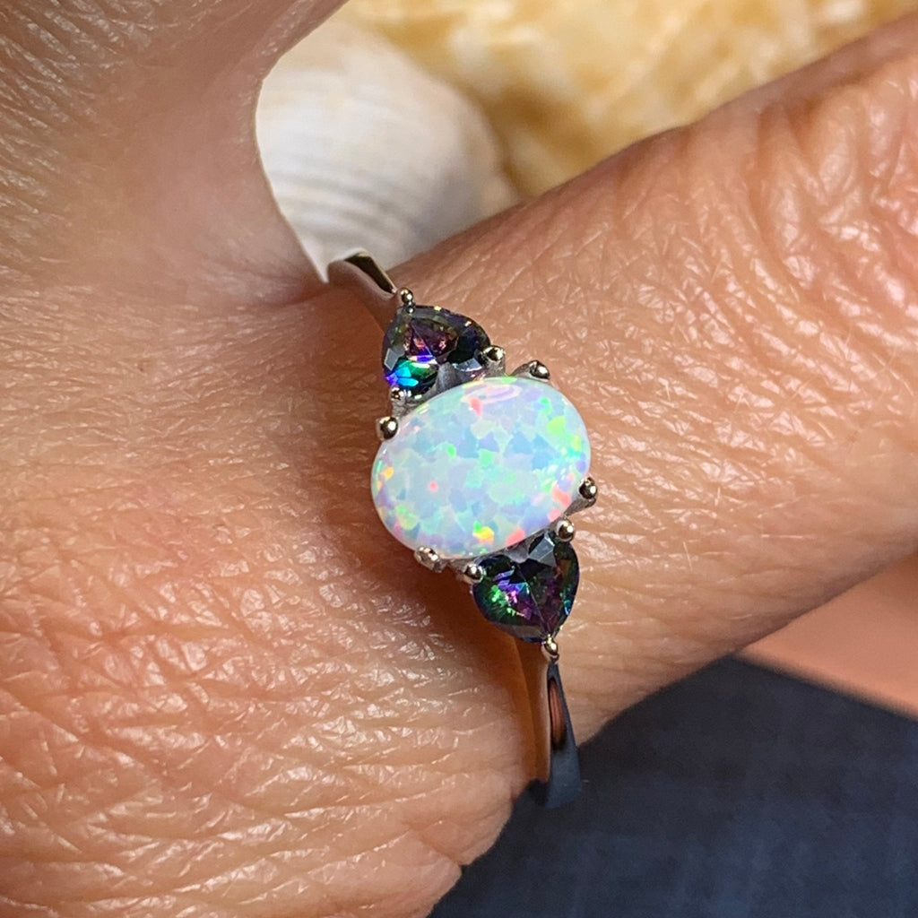 Aubrette Opal Celtic Ring in Sterling Silver Ring La Vie Bien Aubrette Opal Celtic Ring in Sterling Silver
