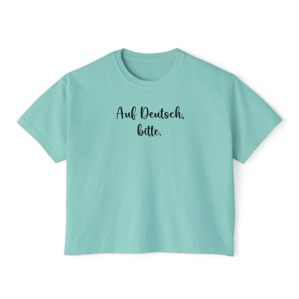 Auf Deutsch bitte Boxy Tee, German Phrase Shirt, Cropped White Tee T-Shirt La Vie Bien Auf Deutsch bitte Boxy Tee, German Phrase Shirt, Cropped White Tee