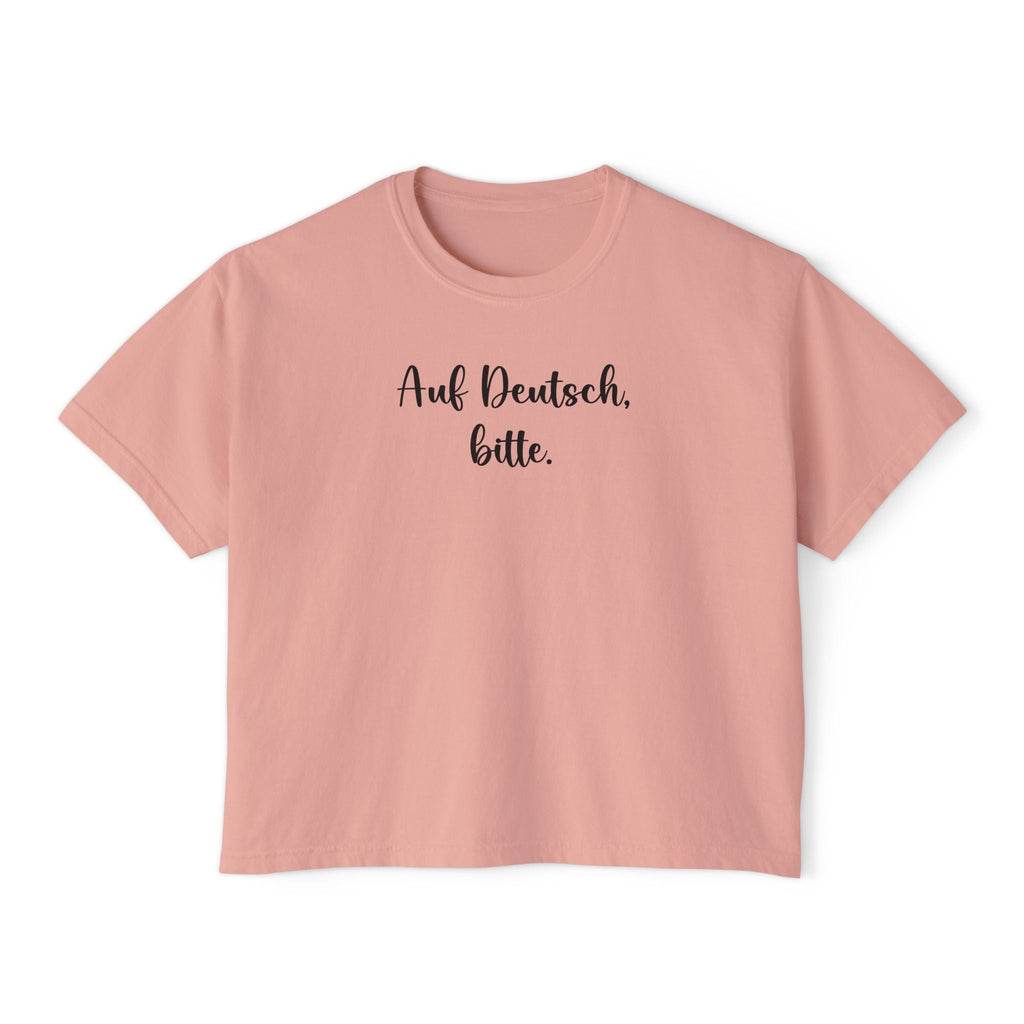 Auf Deutsch bitte Boxy Tee, German Phrase Shirt, Cropped White Tee T-Shirt La Vie Bien Auf Deutsch bitte Boxy Tee, German Phrase Shirt, Cropped White Tee