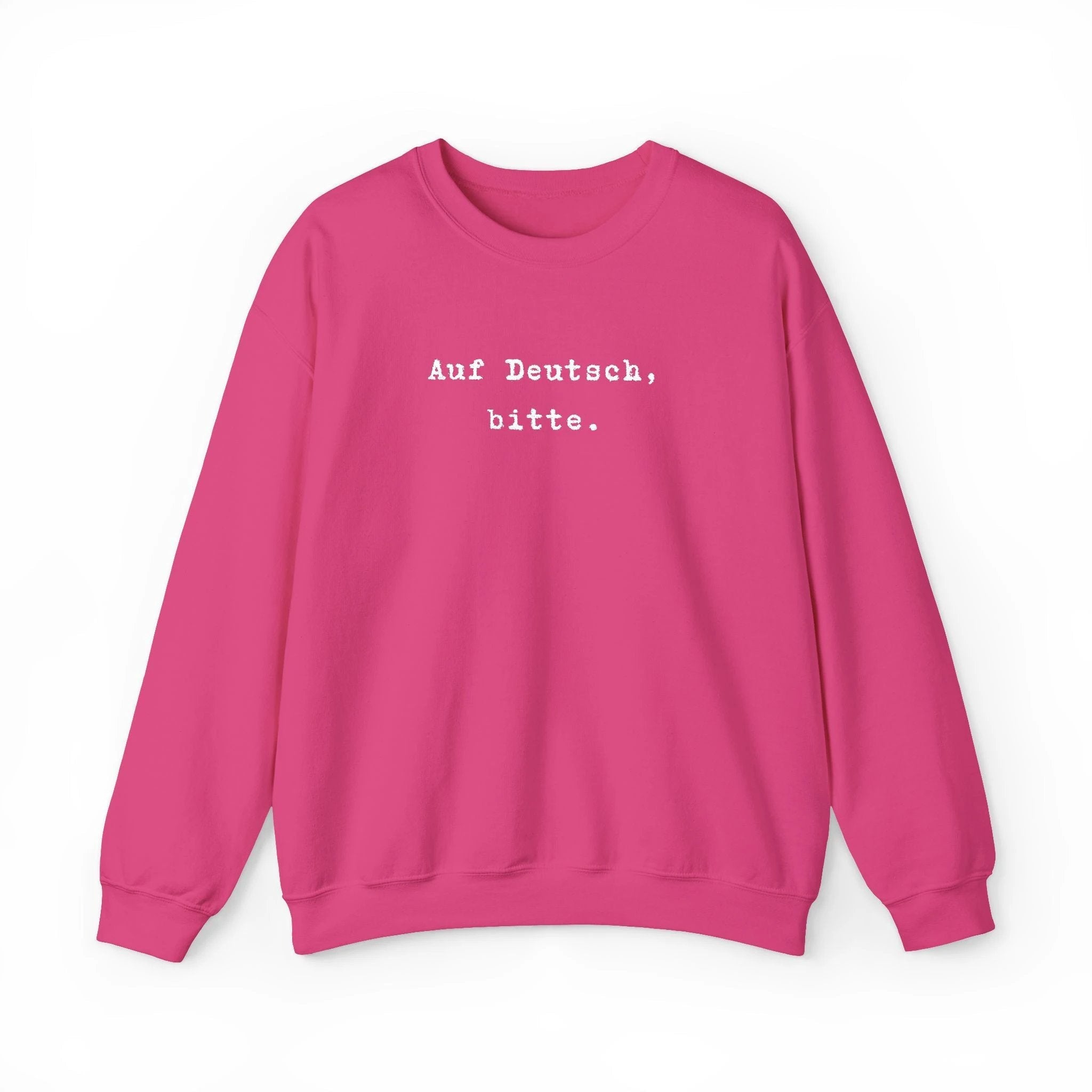 Auf Deutsch bitte Crewneck Sweatshirt | German Text, Minimalist Typography by Printify