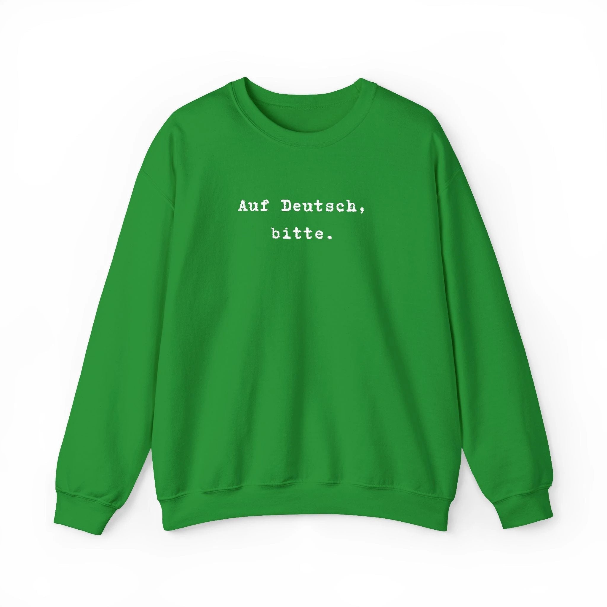 Auf Deutsch bitte Crewneck Sweatshirt | German Text, Minimalist Typography by Printify