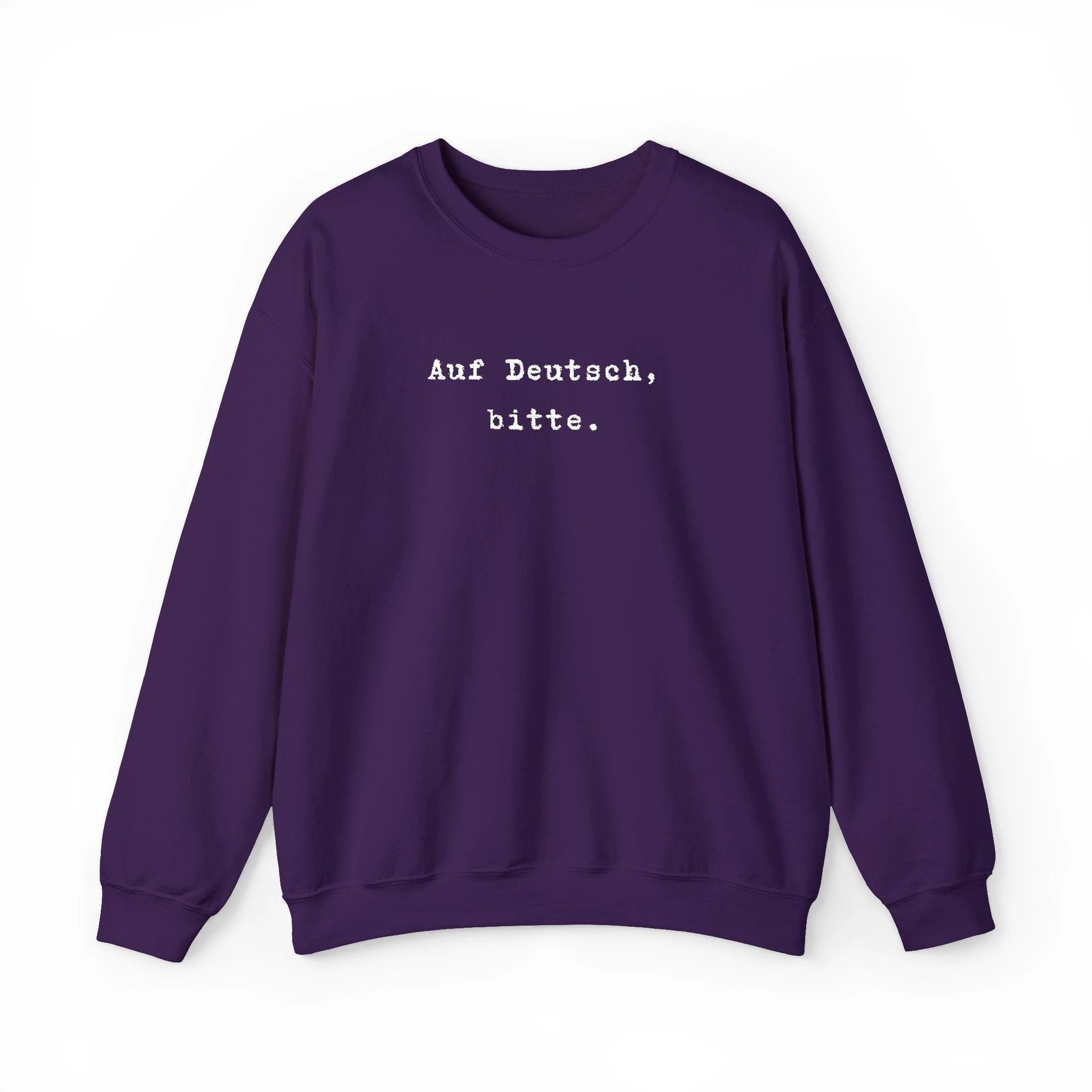 Auf Deutsch bitte Crewneck Sweatshirt | German Text, Minimalist Typography by Printify