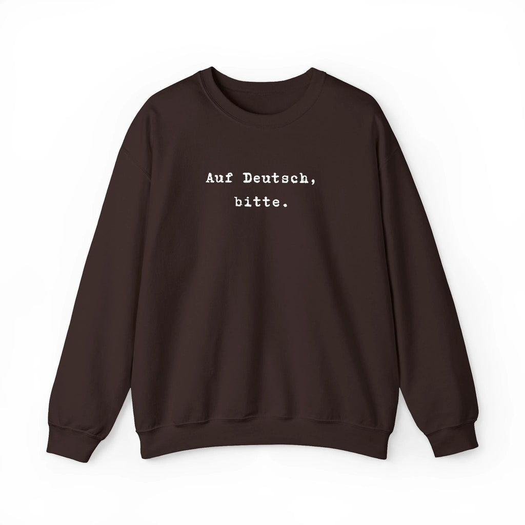 Auf Deutsch bitte Crewneck Sweatshirt | German Text, Minimalist Typography by Printify