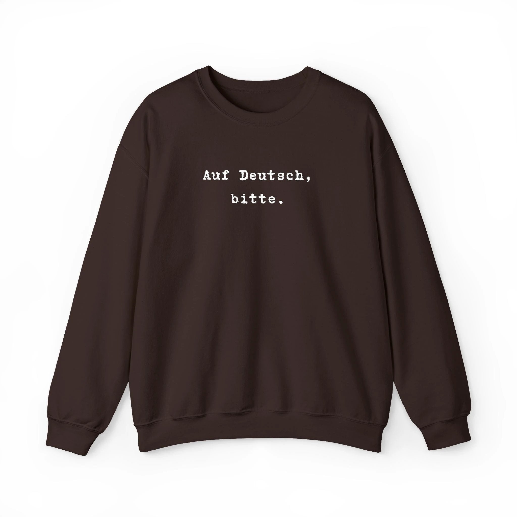 Auf Deutsch bitte Crewneck Sweatshirt | German Text, Minimalist Typography by Printify