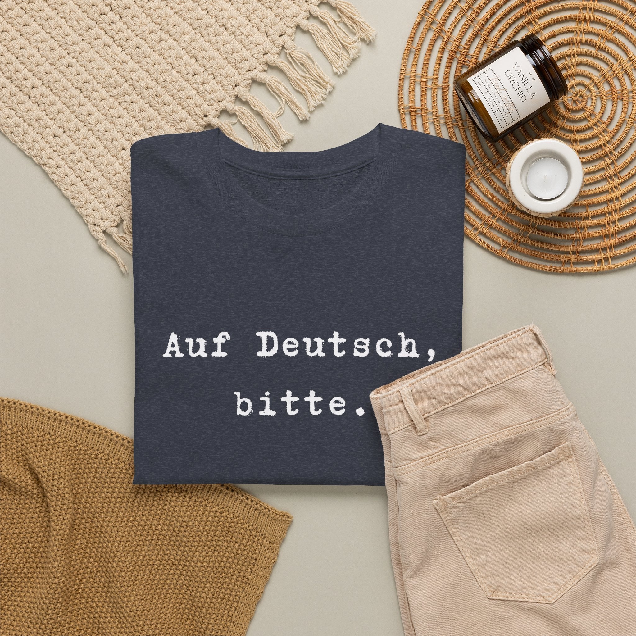 Auf Deutsch, bitte. German Language Tee Shirt, unisex top for German speakers T-Shirt La Vie Bien Auf Deutsch, bitte. German Language Tee Shirt, unisex top for German speakers