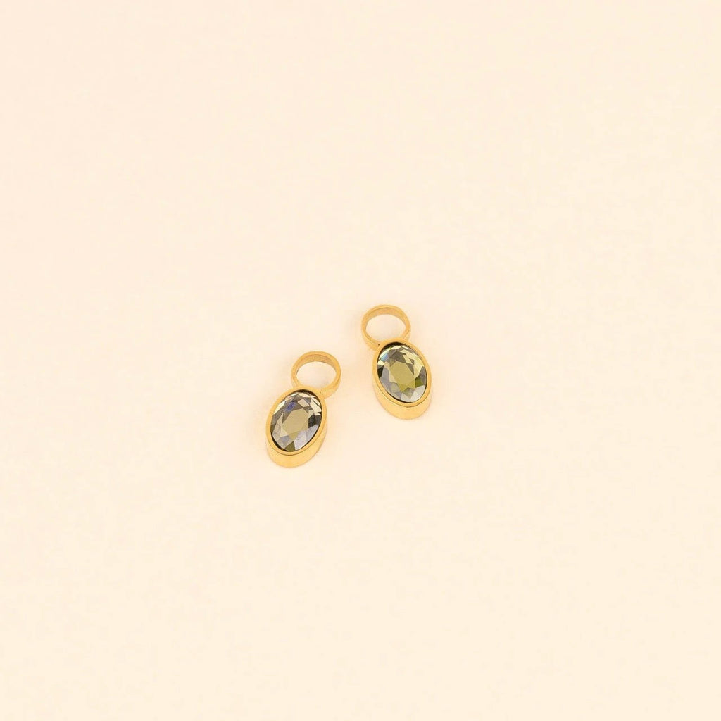 August Birthstone Huggie Hoop Charms by Oh Clementine