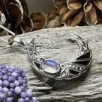 Aulay Celtic Raven Moon Necklace in Sterling Silver Pendant La Vie Bien Aulay Celtic Raven Moon Necklace in Sterling Silver