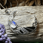 Aulay Celtic Raven Moon Necklace in Sterling Silver Pendant La Vie Bien Aulay Celtic Raven Moon Necklace in Sterling Silver