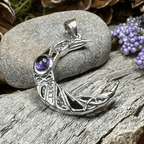 Aulay Celtic Raven Moon Necklace in Sterling Silver Pendant La Vie Bien Aulay Celtic Raven Moon Necklace in Sterling Silver