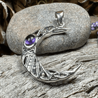 Aulay Celtic Raven Moon Necklace in Sterling Silver Pendant La Vie Bien Aulay Celtic Raven Moon Necklace in Sterling Silver