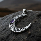 Aulay Celtic Raven Moon Necklace in Sterling Silver Pendant La Vie Bien Aulay Celtic Raven Moon Necklace in Sterling Silver