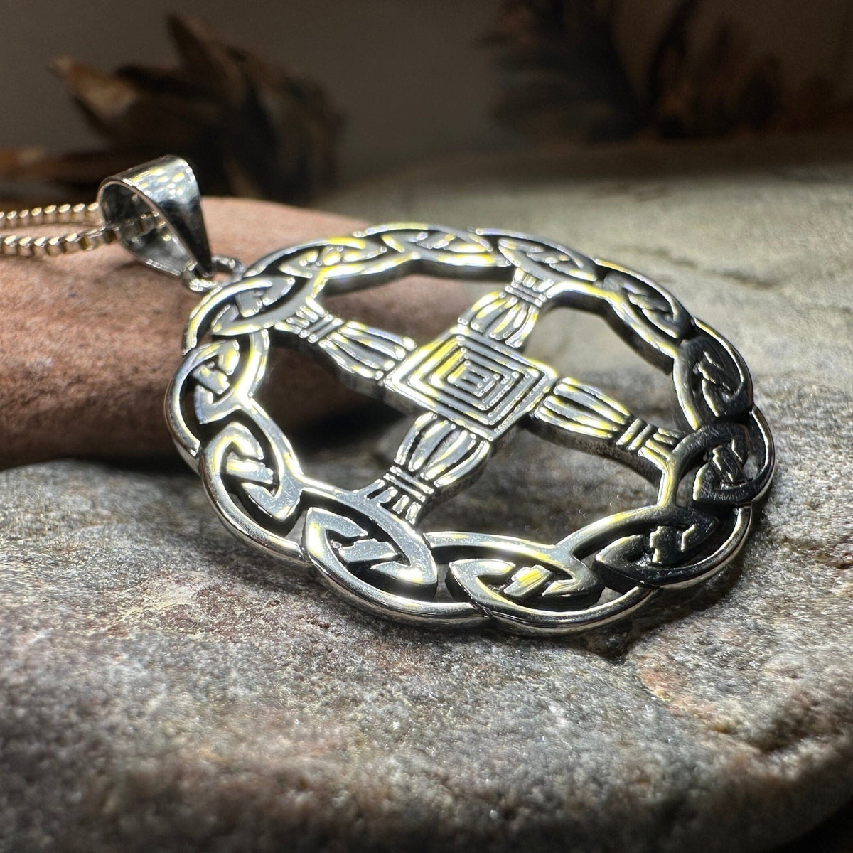 Aura Irish Saint Brigid's Cross Necklace in Sterling Silver Pendant La Vie Bien Aura Irish Saint Brigid's Cross Necklace in Sterling Silver