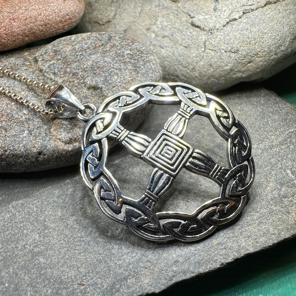 Aura Irish Saint Brigid's Cross Necklace in Sterling Silver Pendant La Vie Bien Aura Irish Saint Brigid's Cross Necklace in Sterling Silver