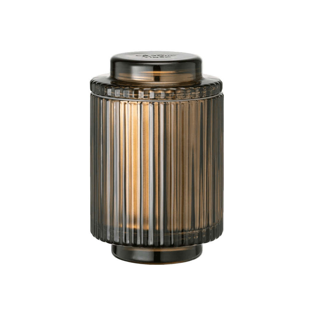 Aurélie Reeded Glass Candle: Hearth & Velvet Flames - (M)
