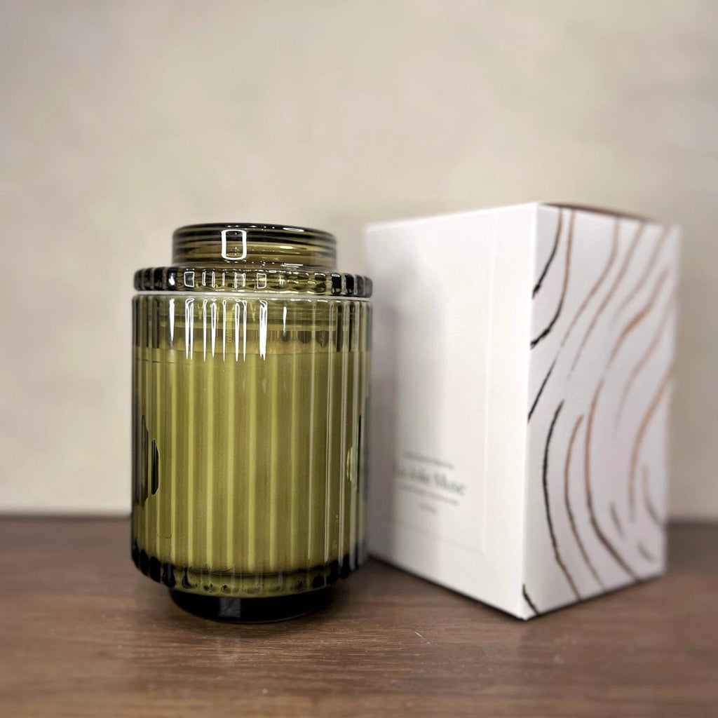 Aurélie Reeded Glass Candle: Mandarin Matcha (M)