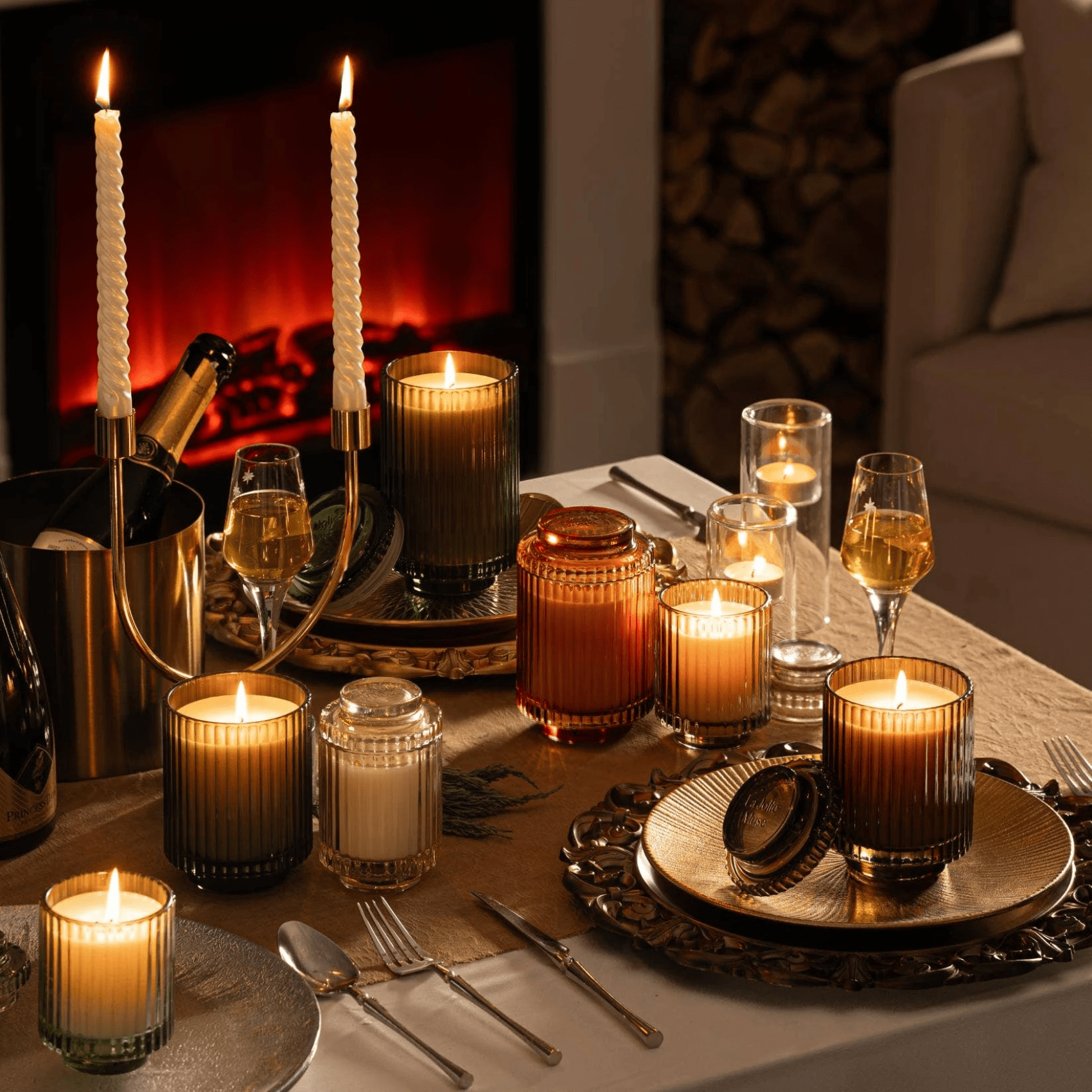 Aurélie Reeded Glass Candle: Sylvan Figue (M)