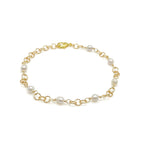 Aurora pearl and gold chain bracelet by Alegria Accessories Inc