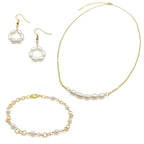 Aurora gold and pearl hypoallergenic earrings by Alegria Accessories Inc