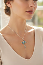 Aurora Opal Celtic Cross Necklace in Sterling Silver Pendant La Vie Bien Aurora Opal Celtic Cross Necklace in Sterling Silver