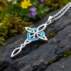 Aurora Opal Celtic Cross Necklace in Sterling Silver Pendant La Vie Bien Aurora Opal Celtic Cross Necklace in Sterling Silver