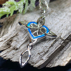 Aurora Opal Celtic Cross Necklace in Sterling Silver Pendant La Vie Bien Aurora Opal Celtic Cross Necklace in Sterling Silver