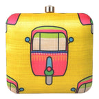 Auto Rickshaw Print Square Clutch with Chain to Carry Clutch La Vie Bien Auto Rickshaw Print Square Clutch with Chain to Carry