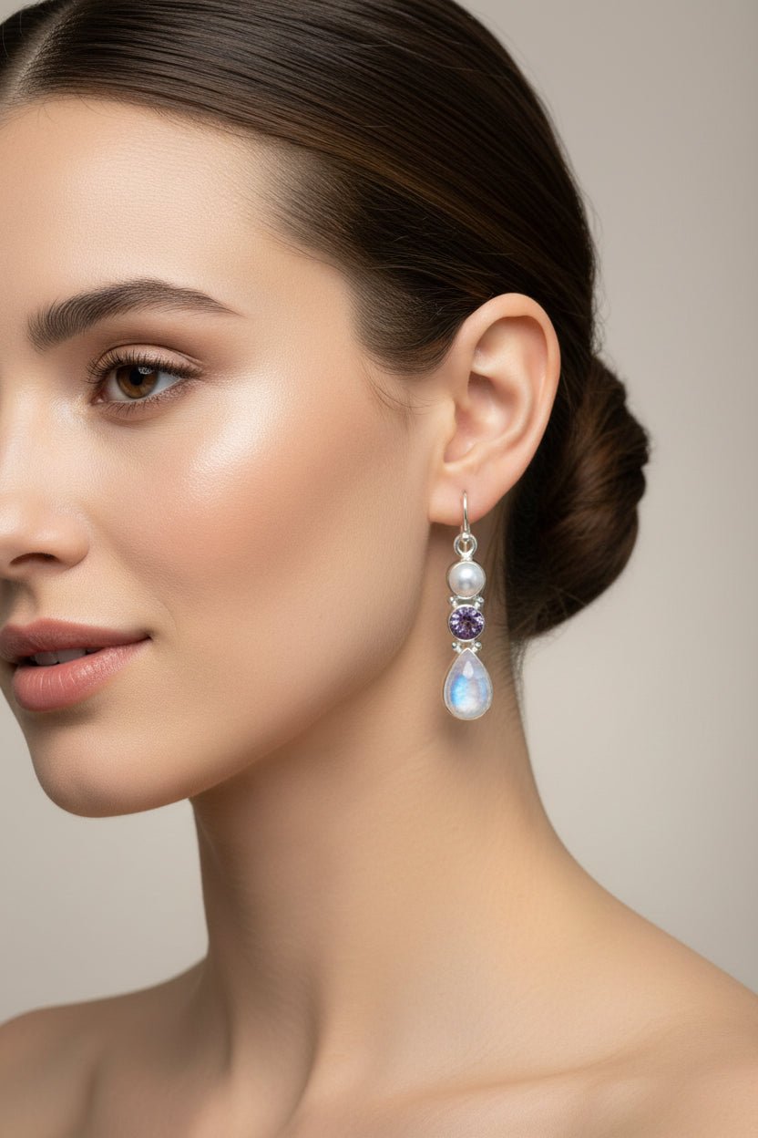 Ava Moonstone Earrings for Women Dangle Earrings La Vie Bien Ava Moonstone Earrings for Women