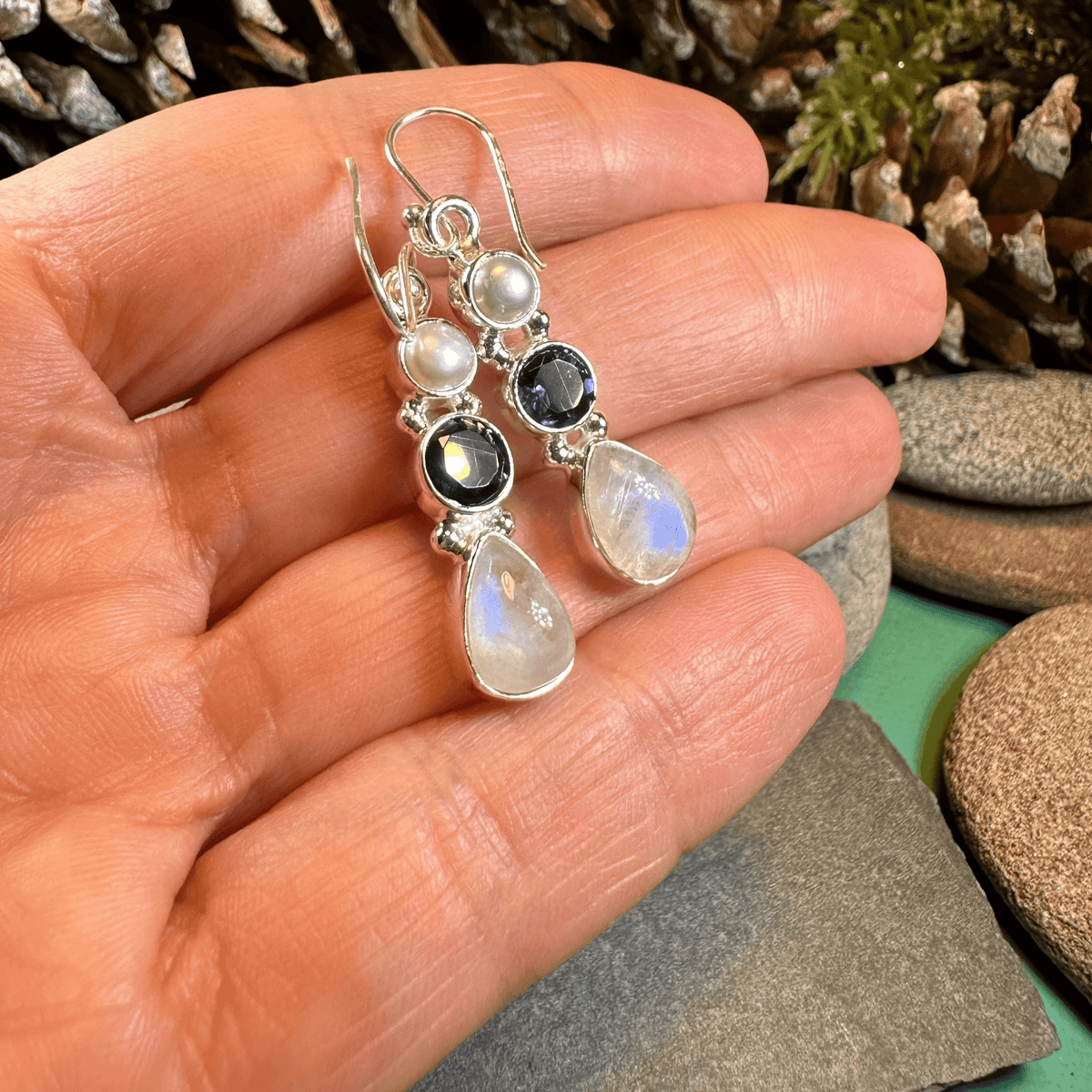 Ava Moonstone Earrings for Women Dangle Earrings La Vie Bien Ava Moonstone Earrings for Women
