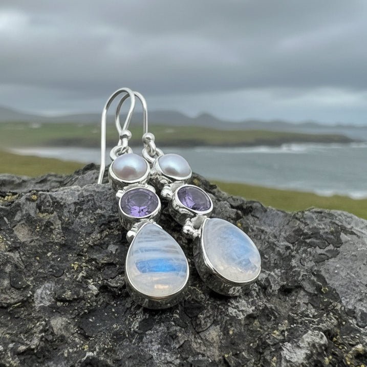 Ava Moonstone Earrings for Women Dangle Earrings La Vie Bien Ava Moonstone Earrings for Women
