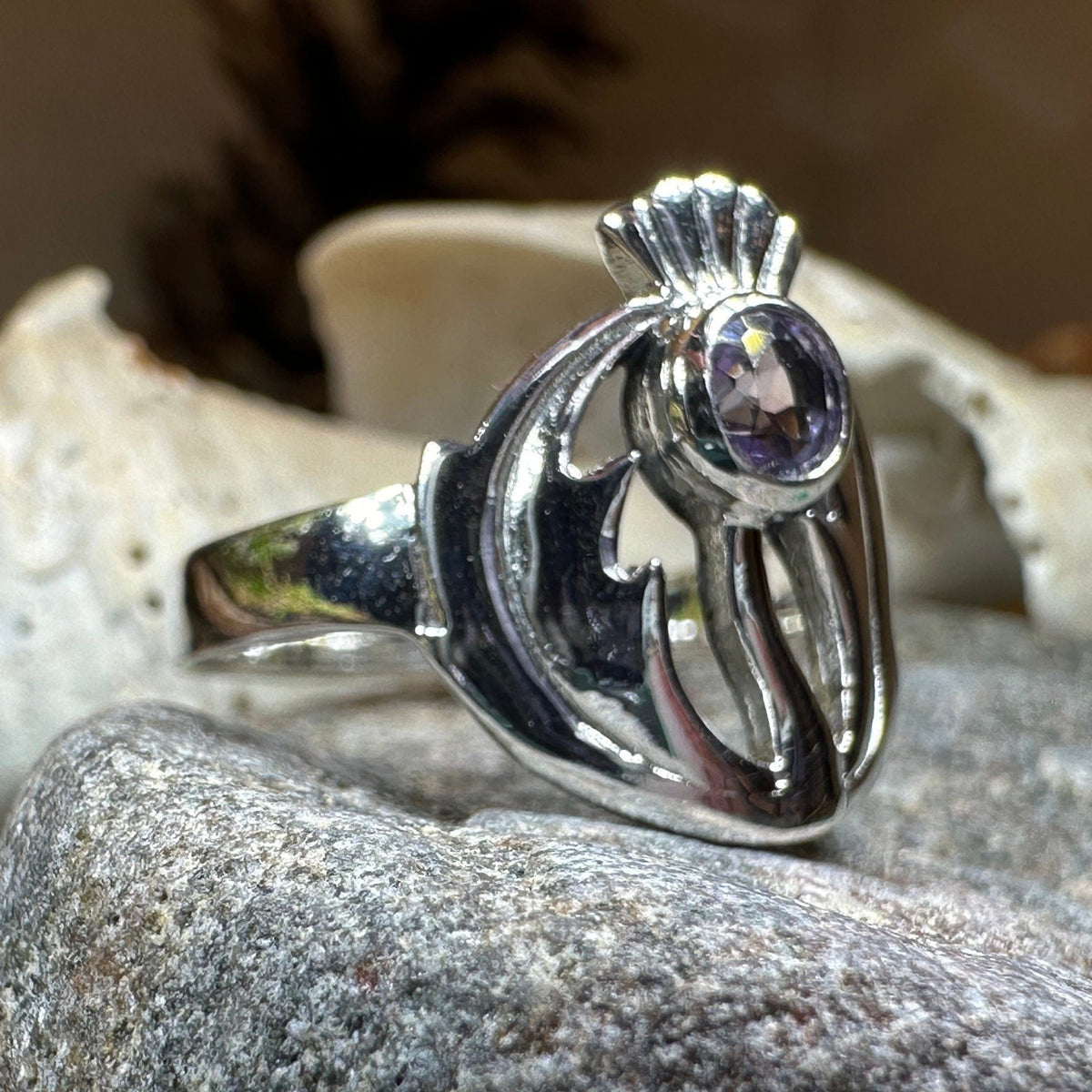 Averon Scottish Thistle Amethyst Ring Ring La Vie Bien Averon Scottish Thistle Amethyst Ring