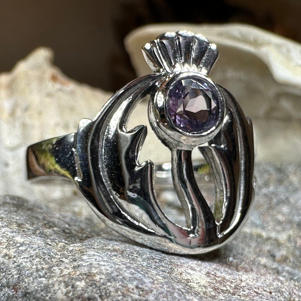 Averon Scottish Thistle Amethyst Ring Ring La Vie Bien Averon Scottish Thistle Amethyst Ring