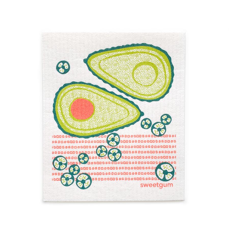 Avocado Swedish Dishcloth | Green/ Coral | Sweetgum Home Swedish Dishcloths La Vie Bien Avocado Swedish Dishcloth | Green/ Coral | Sweetgum Home