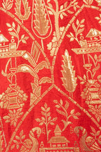 Azalea Jacquard Silk Red Gown by Raas