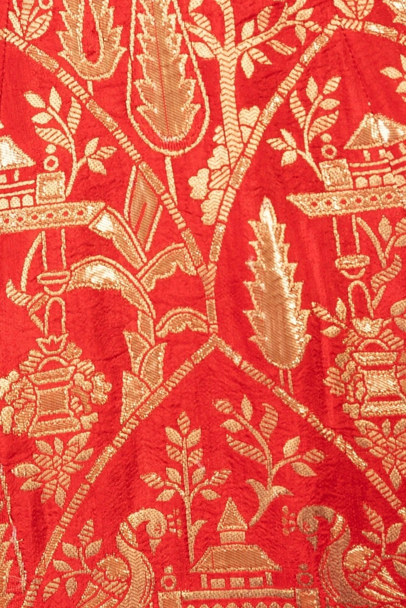 Azalea Jacquard Silk Red Gown by Raas