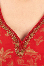 Azalea Jacquard Silk Red Gown by Raas