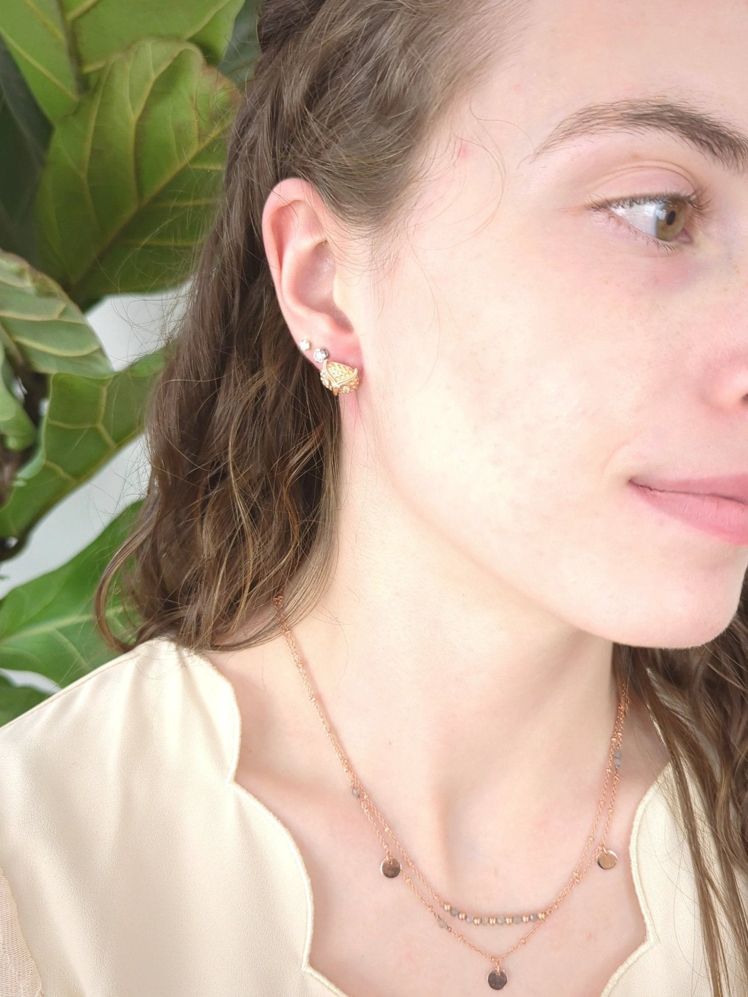 Azia Owl Stud Earrings by Ash & Rose
