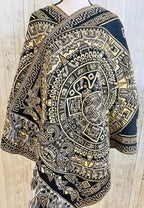 Aztec Calendar Mexican Shawl Wrap Reboso Artesanales Capas Pashima de Calendario Azteca La Vie Bien Aztec Calendar Mexican Shawl Wrap Reboso Artesanales Capas Pashima de Calendario Azteca