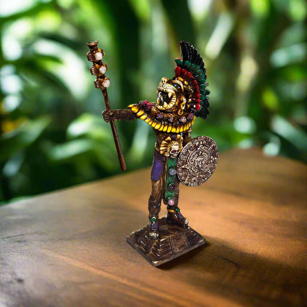 Aztec Warrior Statue | Handcrafted Cultural Sculpture Aztec Decor La Vie Bien Aztec Warrior Statue | Handcrafted Cultural Sculpture