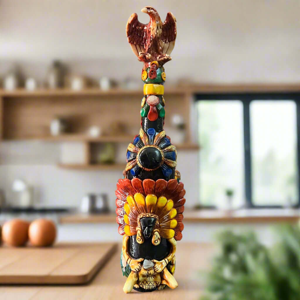 Aztec Warrior Tequila Set | Handmade Mexican Shot Glass & Decanter Set Aztec Decor La Vie Bien Aztec Warrior Tequila Set | Handmade Mexican Shot Glass & Decanter Set