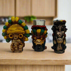 Aztec Warrior Tequila Set | Handmade Mexican Shot Glass & Decanter Set Aztec Decor La Vie Bien Aztec Warrior Tequila Set | Handmade Mexican Shot Glass & Decanter Set