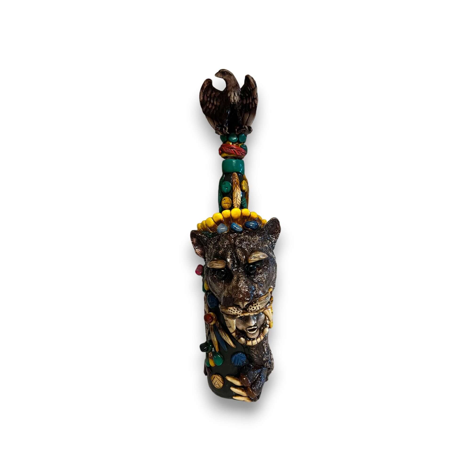 Aztec Warrior Tequila Set | Handmade Mexican Shot Glass & Decanter Set Aztec Decor La Vie Bien Aztec Warrior Tequila Set | Handmade Mexican Shot Glass & Decanter Set