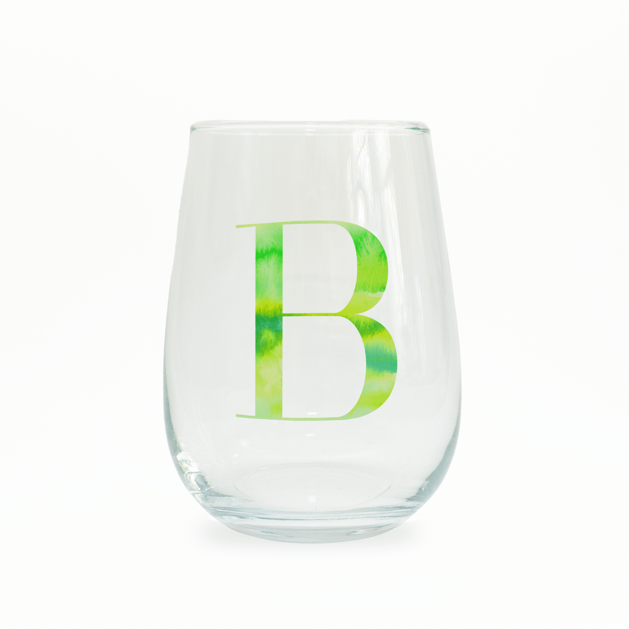 B Monogram Stemless Wine Glass Wine Glass La Vie Bien B Monogram Stemless Wine Glass