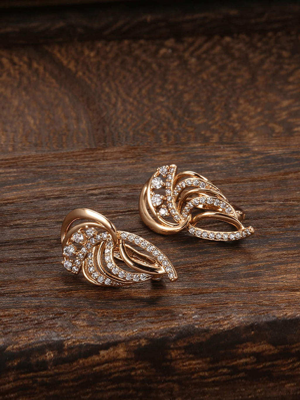 Shining Diva Gold-Polished Rose Zircon Earrings