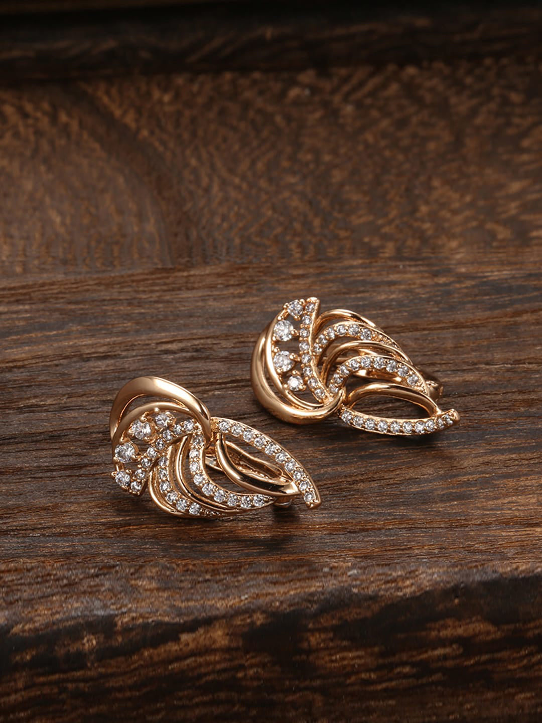 Shining Diva Gold-Polished Rose Zircon Earrings
