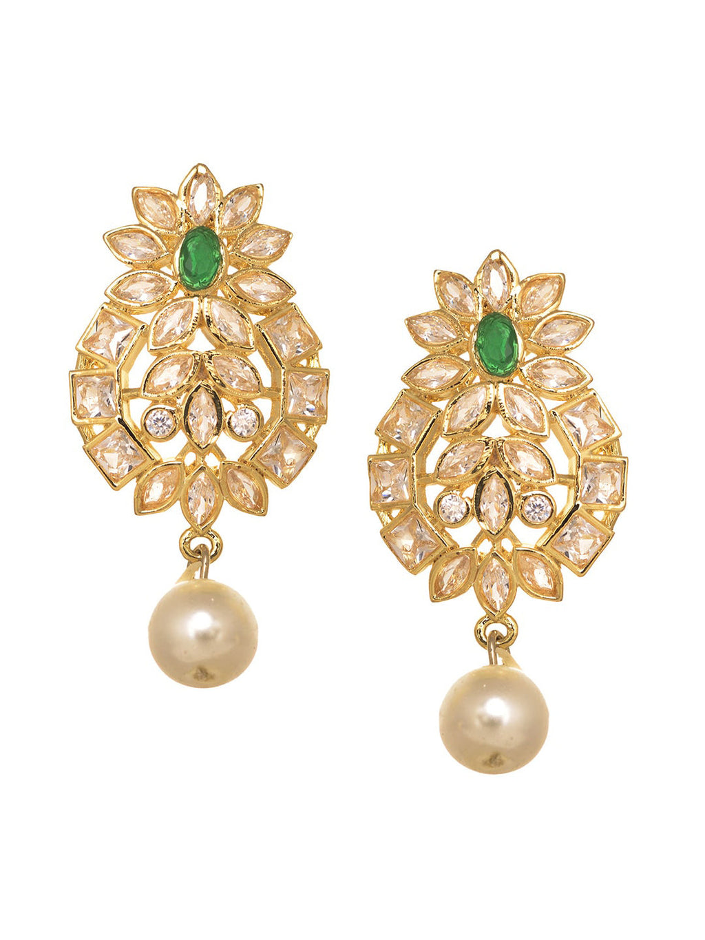Saraf RS Jewellery Gold-Polished Polki Studded With Beads Handcrafted Jewellery Set
